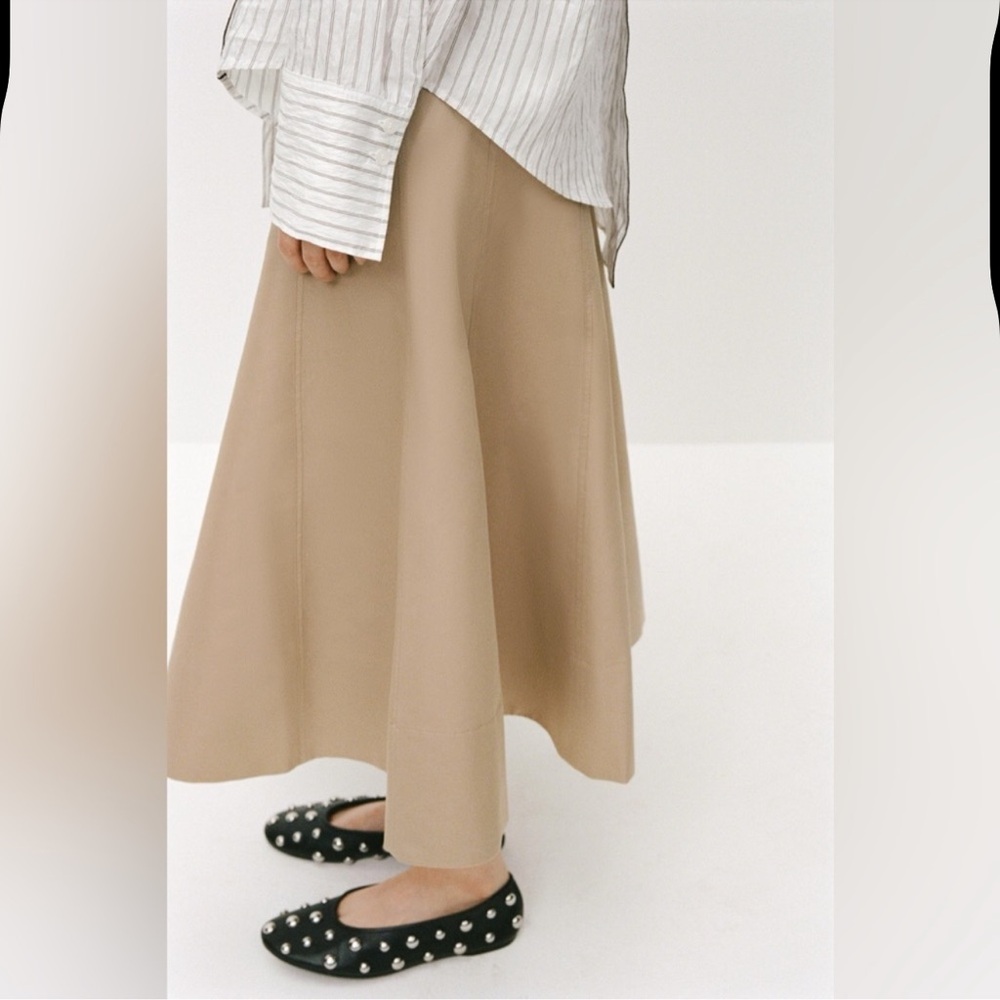 ZARA GODET SKIRT ZW COLLECTION - Beige SIZE XS